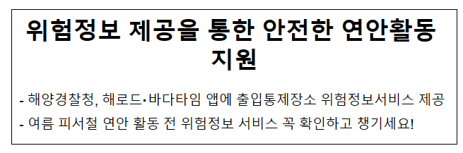 위험정보 제공을 통한 안전한 연안활동 지원