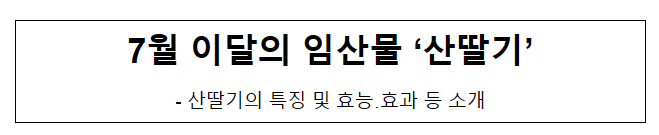 7월 이달의 임산물 ‘산딸기’_산림청 7월 이달의 임산물 ‘산딸기’_산림청