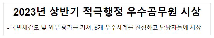 2023년 상반기 적극행정 우수공무원 시상