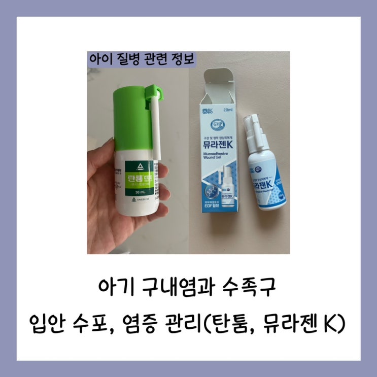  아기 구내염과 수족구 입안 수포, 염증 관리(탄툼, 뮤라젠 K)
