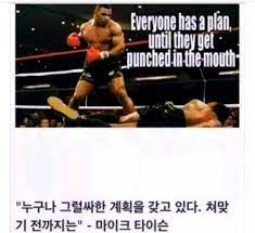 누구나 그럴싸한 계획을 가지고 있다. 누구나 그럴싸한 계획을 가지고 있다.