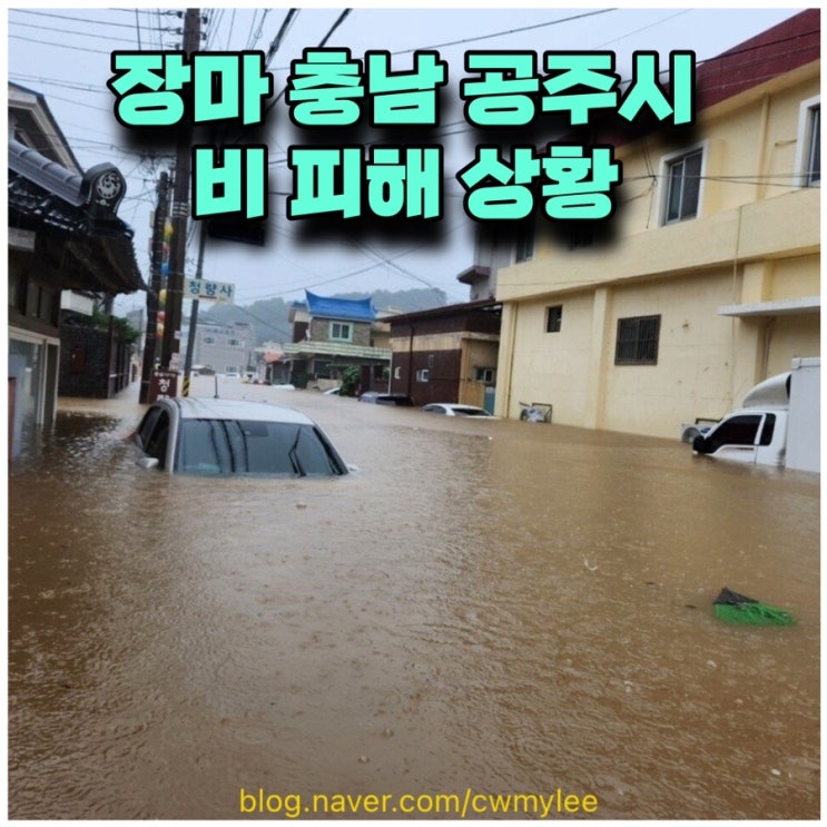 비 피해 상황 ️금강 충남 공주 날씨 금강교 지점 <b>홍수경보</b> 발령