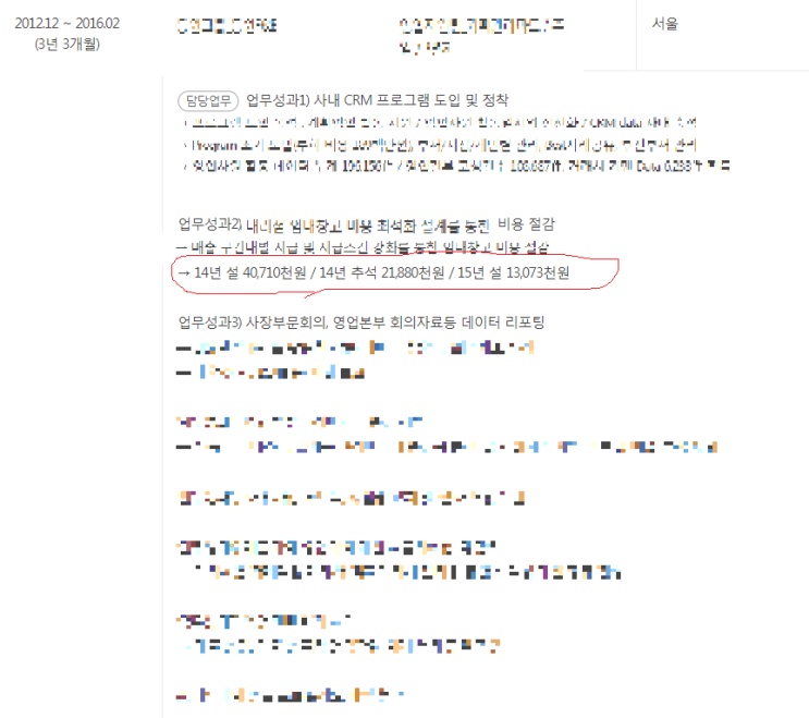  10년자 직장인의 사람인 경력기술서 양식 공유