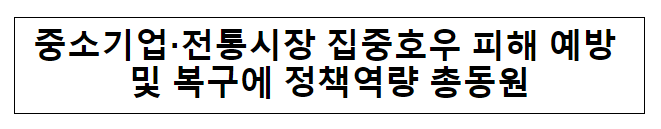 중소기업·전통시장 집중호우 피해 예방 및 복구에 정책역량 총동원 중소기업·전통시장 집중호우 피해 예방 및 복구에 정책역량 총동원