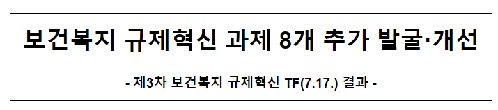 보건복지 규제혁신 과제 8개 추가 발굴·개선