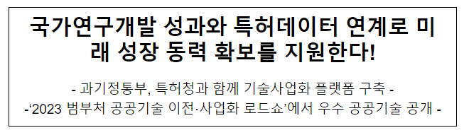 국가연구개발 성과와 특허데이터 연계로 미래 성장 동력 확보를 지원한다!