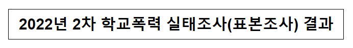 2022년 2차 학교폭력 실태조사(표본조사) 결과_교육부 2022년 2차 학교폭력 실태조사(표본조사) 결과_교육부