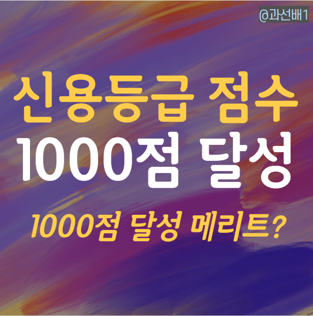 KCB, 나이스 신용등급 점수표 신용점수 1000점 달성한 후기