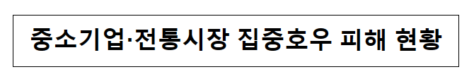 중소기업·전통시장 집중호우 피해 현황 중소기업·전통시장 집중호우 피해 현황