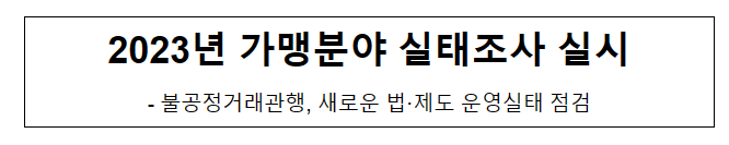 2023년 가맹 분야 서면실태조사 실시