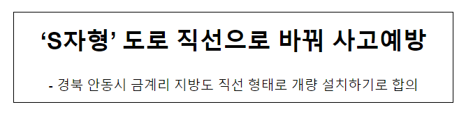 ‘S자형’ 도로 직선으로 바꿔 사고예방