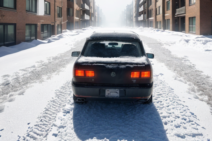 [Ai Greem] 배경_길거리 097: 하얀 눈이 내린 후의 도로 모습, 눈이 온 후 거리의 모습, 상업적으로 이용 가능한 겨울 관련 무료 일러스트 이미지