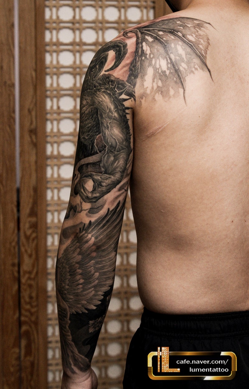 긴팔사이즈 블랙앤그레이타투 LUMEN : 네이버 블로그, image size:800x1248