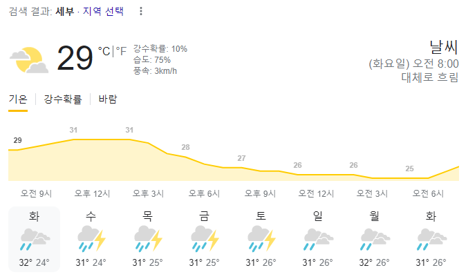  2023년 7월 18일 세부 날씨 올려드려요~