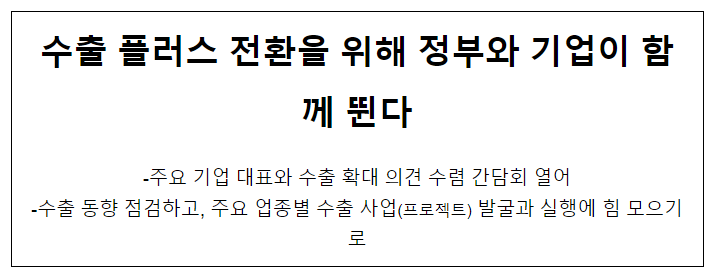 수출 플러스 전환을 위해 정부와 기업이 함께 뛴다