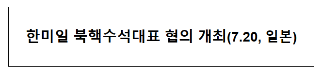 한미일 북핵수석대표 협의 개최(7.20, 일본)