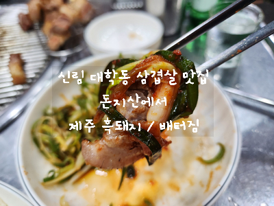 [신림동 맛집] 돈지산 - 대학동 녹두거리 제주 흑돼지 삼겹살/목살 숯불구이 맛집 - 고기 구워주는 집
