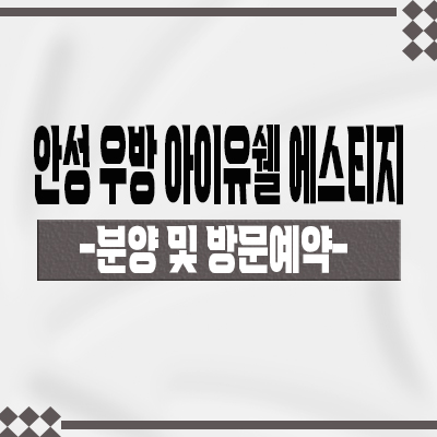  안성 우방 아이유쉘 에스티지 미분양아파트 양기2지구 우방건설 줍줍 회사보유분 분양가격 모델하우스 방문 문의