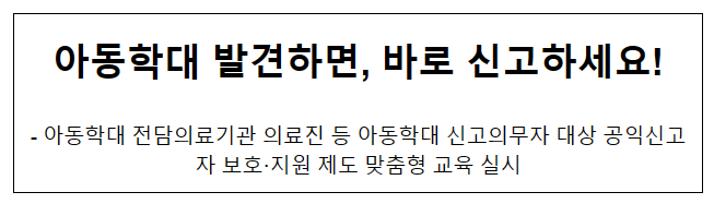 아동학대 발견하면, 바로 신고하세요! 아동학대 발견하면, 바로 신고하세요!