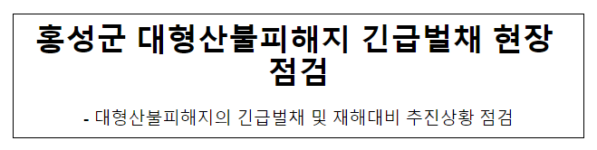홍성군 대형산불피해지 긴급벌채 현장 점검 홍성군 대형산불피해지 긴급벌채 현장 점검