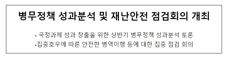 병무정책 성과분석 및 재난안전 점검회의 개최 병무정책 성과분석 및 재난안전 점검회의 개최