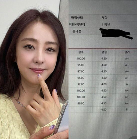 박은혜, 이혼 후 '만학도' 인생 2막..."A+ 성적표 확인하고 행복해"