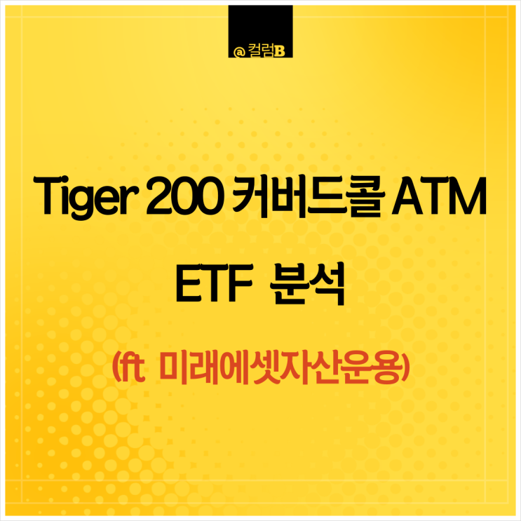 국내형 JEPI Tiger 200 커버드콜 ATM ETF 분석 (feat 배당율 1위)