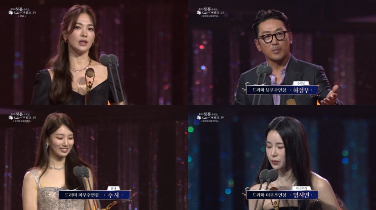 2회 <b>청룡시리즈어워즈</b> 수상 <b>결과</b> 대상 송혜교 수지 하정우... 