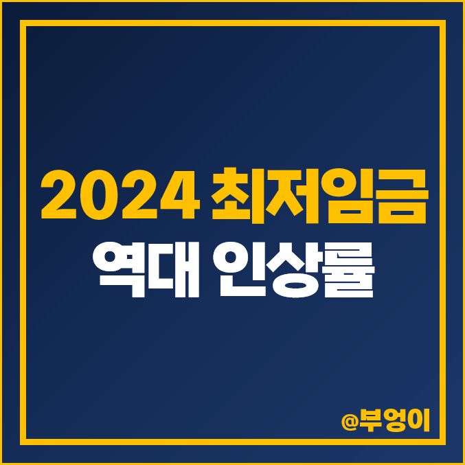 2024년 최저임금, 역대 최저 시급 월급 연봉 2023년 인상률