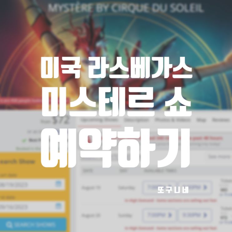  미국 라스베가스 태양의 서커스, 미스테르 쇼 저렴하게 예약하기
