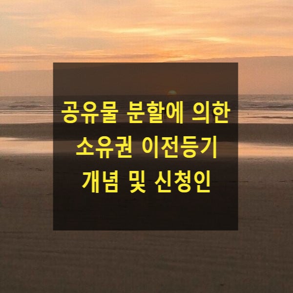  공유물 분할 및 공유물 분할에 의한 소유권 이전등기 개념 및 신청인