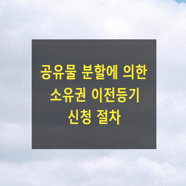  공유물 분할에 의한 소유권 이전등기 신청 절차