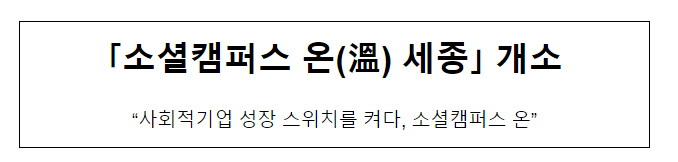 “소셜캠퍼스 온(溫) 세종” 개소 “소셜캠퍼스 온(溫) 세종” 개소