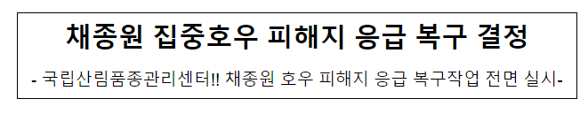 채종원 집중호우 피해지 응급 복구 결정 채종원 집중호우 피해지 응급 복구 결정