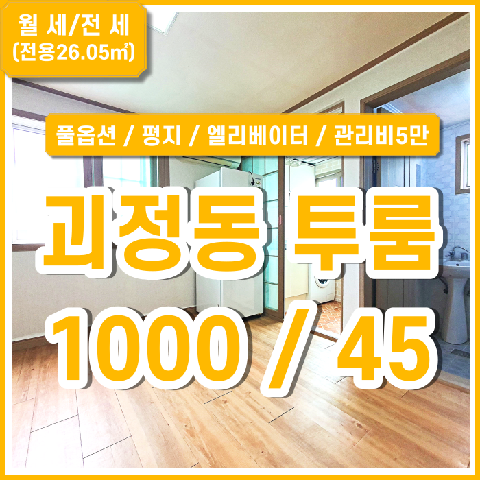  [전/월세] 사하구 괴정동투룸 남서향 채광 좋고 조용한 주택가의 괴정풀옵션투룸 엘리베이터 전세가능