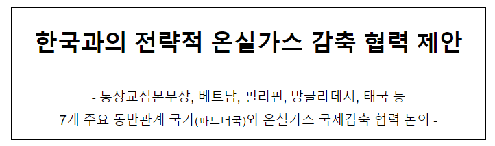 한국과의 전략적 온실가스 감축 협력 제안