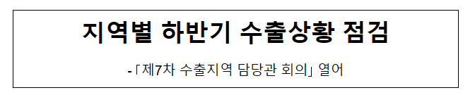 지역별 하반기 수출상황 점검