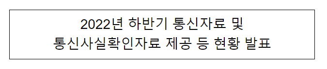 2022년 하반기 통신자료 및 통신사실확인자료 제공 등 현황 발표 2022년 하반기 통신자료 및 통신사실확인자료 제공 등 현황 발표