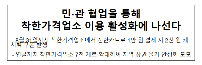 민·관 협업을 통해 착한가격업소 이용 활성화에 나선다 민·관 협업을 통해 착한가격업소 이용 활성화에 나선다