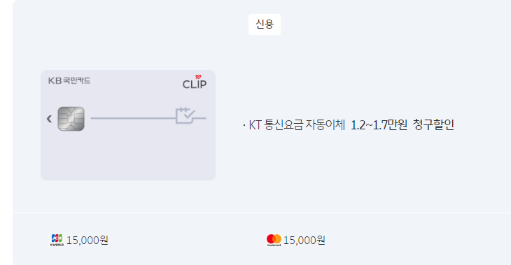  KT KB 국민 CLiP 클립 카드 제휴카드 7월 프로모션