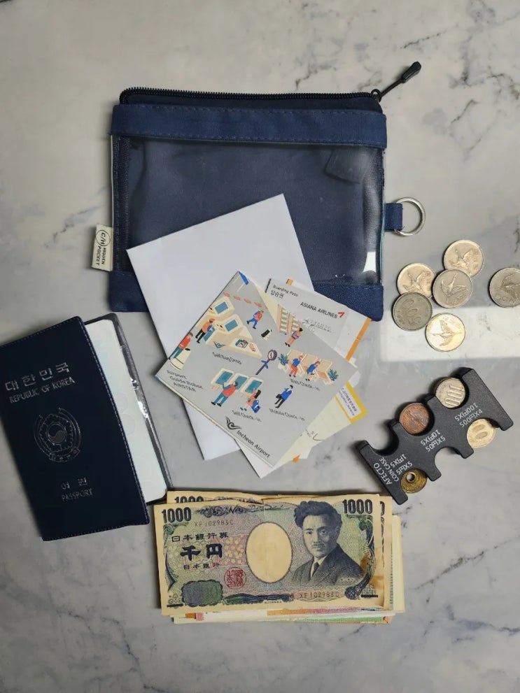 일본 여행, 다이소 투포켓 파우치로 만능지갑 만들기(여권/엔화/영수증/바우처 정리)