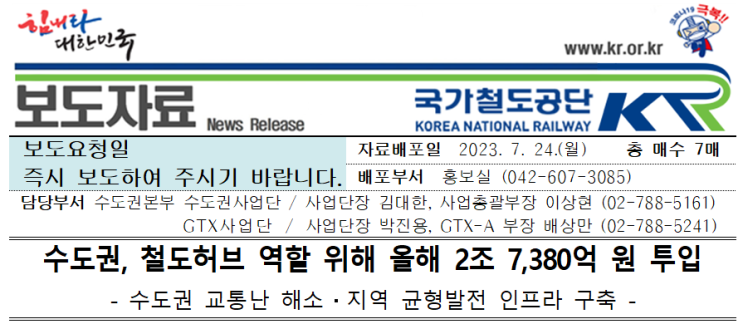   [공유] 수도권, 철도허브 올해 2조 7,380억 원 투입 / 수도권광역급행철도 C노선 민간투자사업 개요