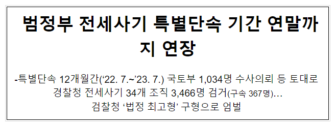 범정부 전세사기 특별단속 기간 연말까지 연장 범정부 전세사기 특별단속 기간 연말까지 연장