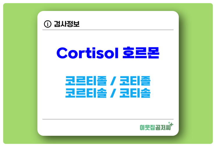 코르티솔 Cortisol 코티솔 호르몬 검사 알아보기