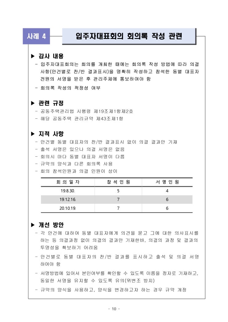   입주자대표회의 회의록 작성 관련