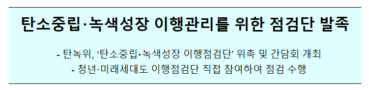 탄소중립녹색성장 기본계획 이행점검단 발족 탄소중립녹색성장 기본계획 이행점검단 발족