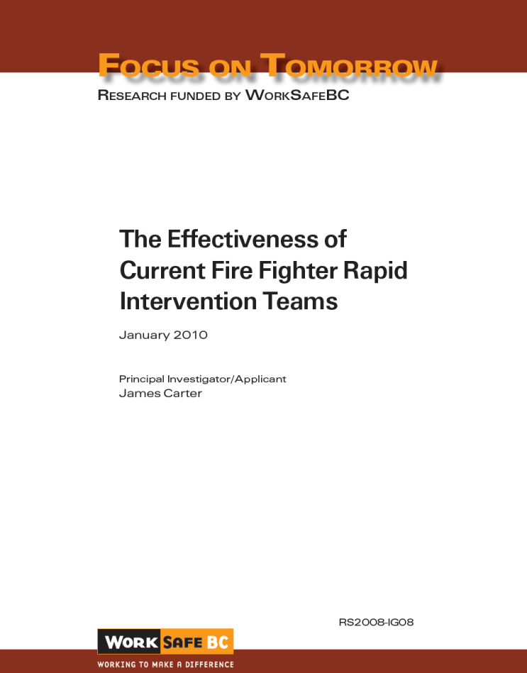 [소방학] RIT의 효과성 / The effectiveness of Current Fire Fighter Rapid Intervention Teams