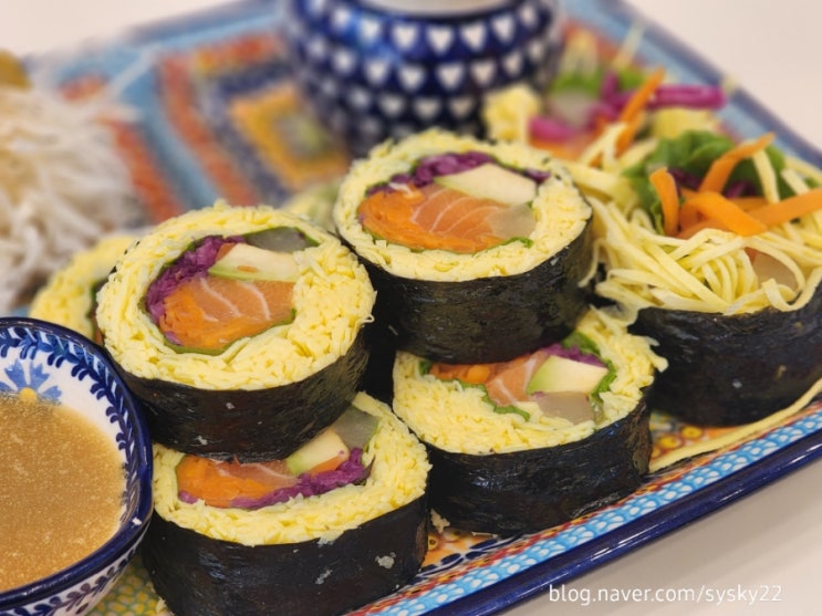  신선한 연어 가득 키토김밥 맛있는 주엽맛집 요리다김요리
