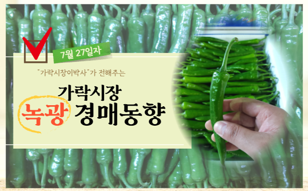  [경매사 일일보고] 7월 27일자 가락시장 녹광 경매동향을 살펴보겠습니다!