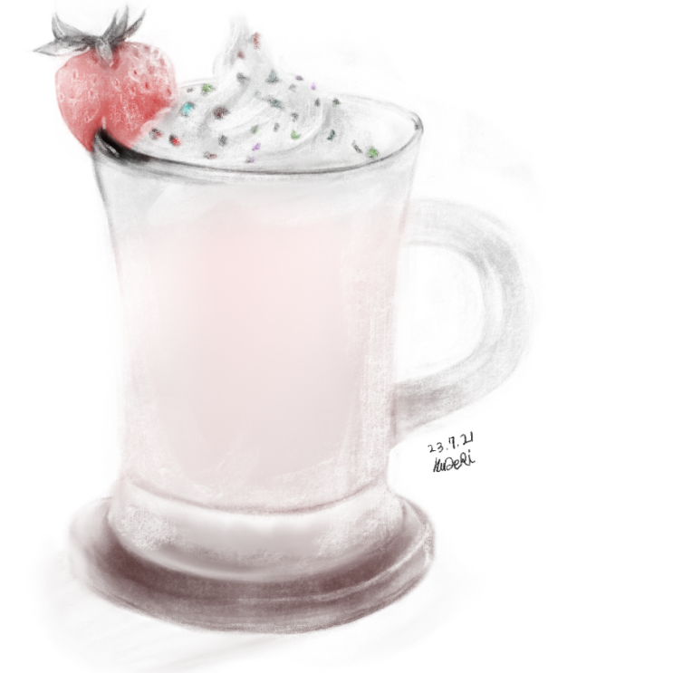 아이패드 면 드로잉) 딸기 밀크셰이크